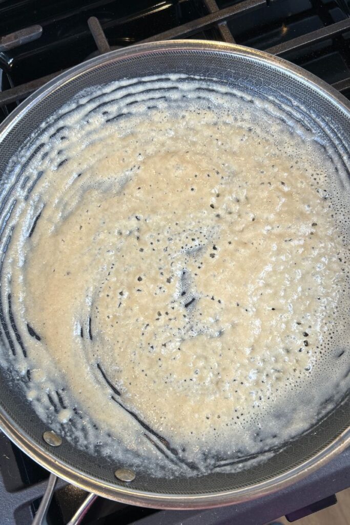 Pan with blonde roux bubbling.