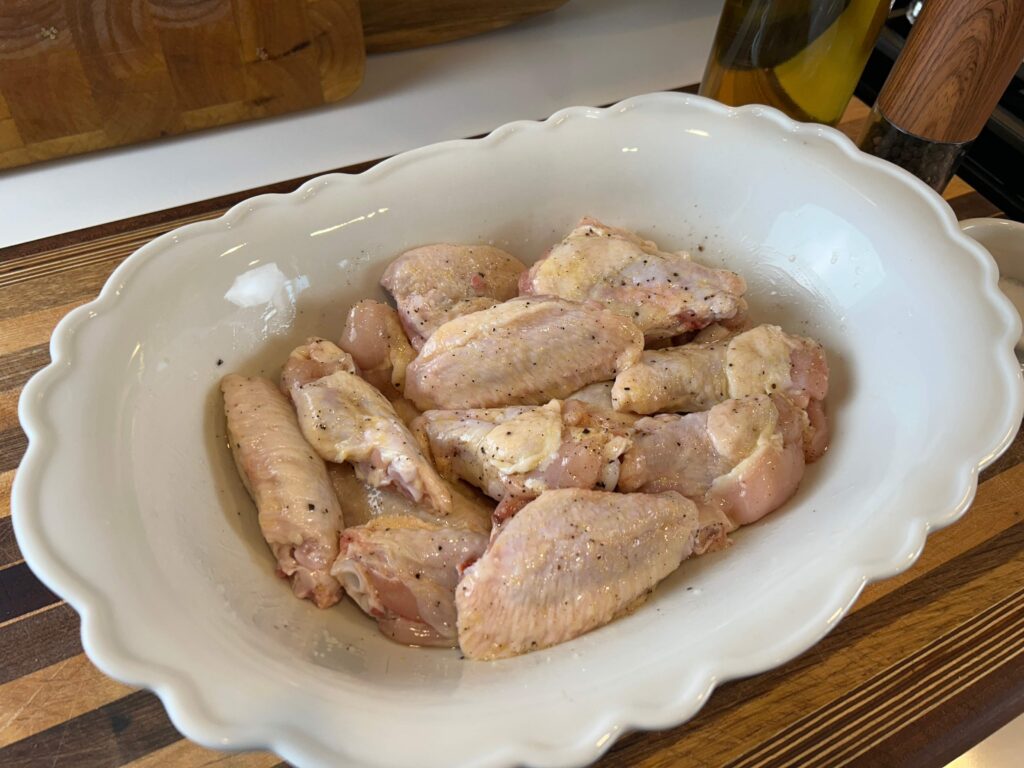 Raw chicken pieces prepared for making homemade chicken stock